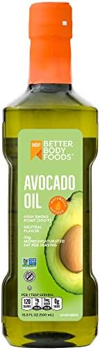 BetterBody Foods Refined Avocado Oil, Non-GMO Cooking Oil, Kosher, Keto and Paleo Diet Friendly, for High-Heat