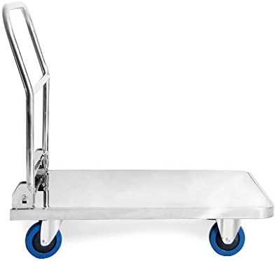 Platform truck Stainless Steel Platform Dolly Cart With Rubber Wheels, Heavy Duty Foldtable, Folding Flat Dolly Cart With Caster Wheel, Utility Hand Truck, Luggage Cart (Size : Load 300kg)