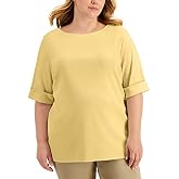 Karen S Plus Size Cotton Elbow Sleeve Top