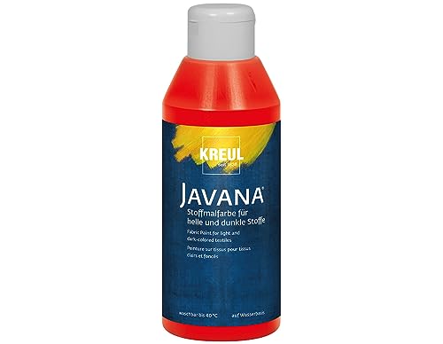 Kreul 91463 - Javana Fabric Paint for Light and Dark Fabrics, 250 ml Bottle Red, Brilliant Water-based Paint, Pasty Character, for Stamping and Stenciling, Washable After Fixation
