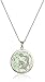Amazon Collection Rhodium-Plated Sterling Silver Green Jade Small Dragon Pendant Necklace, 18