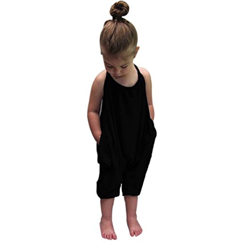 TIFENNY Clearance Baby Girls Straps Rompers Jumpsuits Piece Pants Clothing,Black,3T