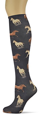 Knee High Trouser Socks w/Colorful Printed Patterns - Made in USA by Sox Trot (3 Equestrian)