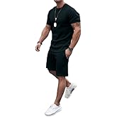 congluoki Men's Shirt and Shorts Set 2 Piece Outfits Fashion Summer Tracksuits Casual Sportwear Set
