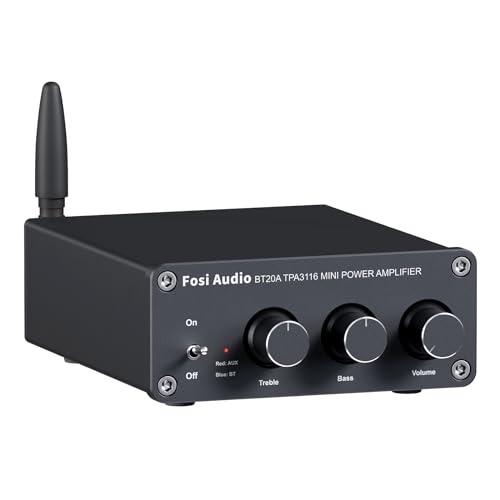 Fosi Audio BT20A Bluetooth Stereo Amplifier, 2 Channel Home Audio Component Amplifiers for Passive Speakers, Mini Class D Amp Receiver 200W for Indoor, Outdoor, Garage, Ceiling, Bookshelf Speaker