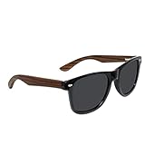 Polarized Ebony Wood Sunglasses by Eye Love, Lightweight, 100% UV Protection, Glare Eliminating