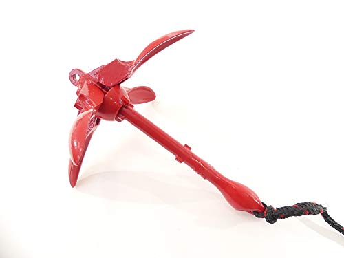 Tech Team Complete Marine Grapnel Folding Anchor Kit, Kayak, Canoe, Jet Ski, Rowboat, 25' x 5/8" PE Rope, Float, Spring Clip, Storage Bag