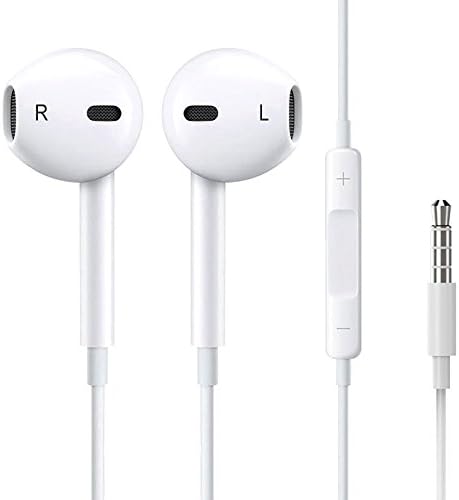 2 Pack Earphones with Microphone Premium Earbuds Stereo Headphones and Noise Isolating headset for Apple iPhone iPod iPad Samsung Galaxy LG HTC -(White) (WHITE)