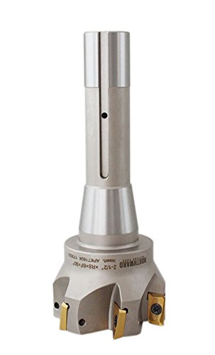 Accusize Industrial Tools 2-1/2'' Cutting Diameter by 6-1/8'' Oal 90 Degree R8 Shank Indexable End Mill with 6 Apkt1604 Carbide Inserts, 0028-6907