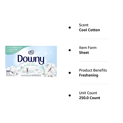 Downy Fabric Softener Dryer Sheets, Cool Cotton, 250 Count