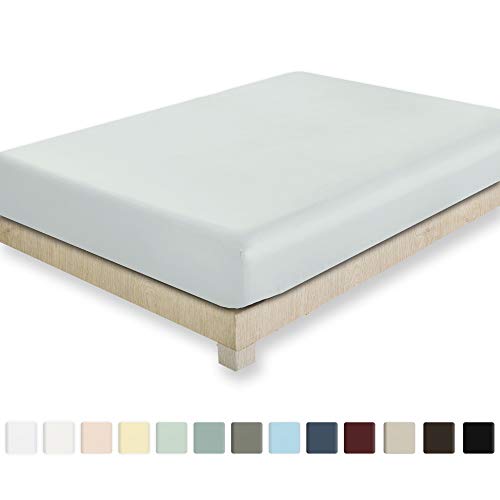 California Design Den Fitted Bed Sheet- King Size, 100% Pure Natural Cotton, 400 Thread Count, 1 Piece Sold Seperately, Light Grey; Long Staple, Deep Pocket, Soft & Silky Sateen Weave