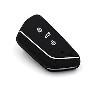 Sleutelhoes VF voor 3 toetsen auto sleutel silicone cover sleutelhoes etui beschermhoes (.Zwart Wit)