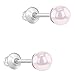 925 Sterling Silver Classic 5mm Pink Simulated Pearl Toddler Earrings - Perfect Baby Girl Earrings Best Gift for Birthdays, Baptisms, Holidays or Any Special Occasion