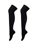 LOHOME Football Sport Over Knee Solid Cotton Socks - Extended Stockings Socks Athlete High Tube Thicken Bottom Long Socks Hockey Rugby Men Women Absorb Stockings (Black)