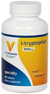 The Vitamin Shoppe LTryptophan 1,000MG, Supports Relaxation, Positive Mood Sleep (60 Tablets)