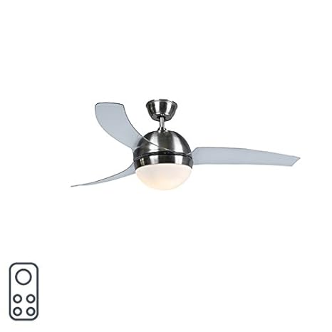 Qazqa Modern Ceiling Fan With Light And Remote Control Bora Silver