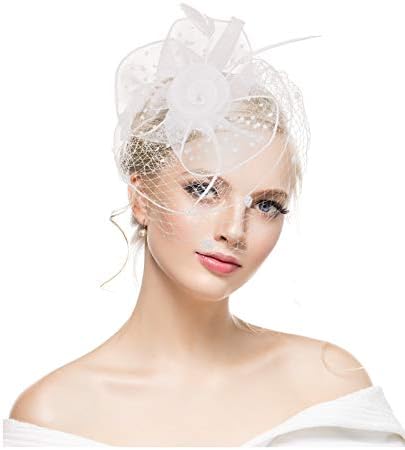 Fascinators Hat for Derby Wedding Women Tea Party Headband Kentuck Cocktail Flower Mesh Feathers Hair Clip