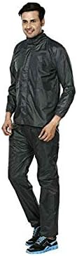 MADHAV Men's Waterproof Raincoat Suit/Pants and Jacket Set with Cap and Cover/Best for Bike Rides(Free Size)