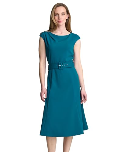 Gina Bacconi Womens Belted Cocktail Dress, Petrol, 18 UK