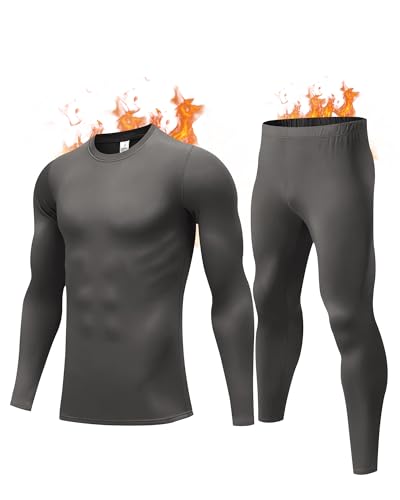 Thermal Underwear for Men, Fleece Lined Long Johns Set Winter Base Layer at Amazon