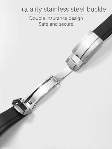 Wentokye Rubber Watchband For Rolex SUBMARINER GHOST DATEJUST OYSTERPERTUAL DAYTONA YACHTMASTER Deployment Buckle 20mm Rolex Rubber Strap Replacement