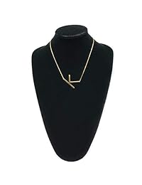 MOMOL Sideways - Collar con colgante de acero inoxidable chapado en oro de 18 quilates, con letras grandes, para mujer