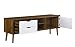Sofamania Mid-Century Style TV Stand, Living Room Entertainment Center (Brown/White)