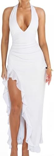 makemechic women's sleeveless split ruched halter party cocktail long dress Amazon.com: MakeMeChic Women's Cut Out Tie Back One Shoulder Summer Dress Sleeveless A Line Split Long Maxi Dress Solid Black Medium : Clothing, Shoes & Jewelry