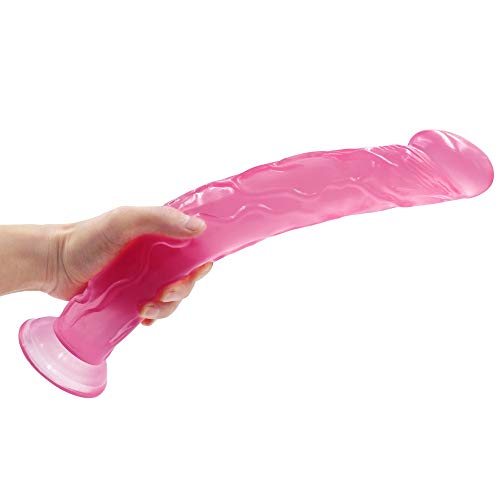 Qwndy 13inch Soft Crystal Penî’s Waterproof Relax Body Jelly Massager Wand (Color : Pink)