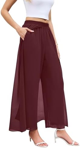 msk mesh wide leg dress pants Petite MSK Chiffon Mesh Wide Leg Pants Ivory
