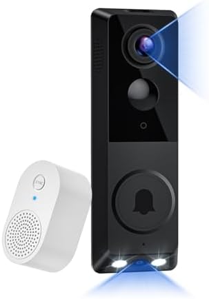 ClipBlur 1080P Dual Camera Wireless Video Doorbell with Doorbell Receiver, 2.4G Wi-Fi Only, Color Night Vision, Intelligent Alerts Powered by AI, Two-Way Talk, Cloud Service (Sold Separately)