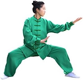 Shanren Sports Cotton and Linen Women Wu Shu Clothes Kungfu Wear (L, green)