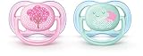 Philips Avent Ultra Air Pacifier, 0-6 months, pink fashion decos, 2 pack, SCF343/20