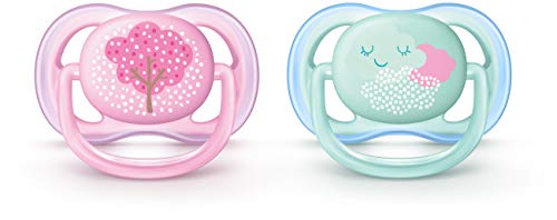 Philips Avent Ultra Air Pacifier, 0-6 months, pink fashion decos, 2 pack, SCF343/20