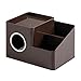 iDesign InterDesign Facial Tissue Cover/Holder and Storage Caddy for Bathroom Vanity Countertops – Dark Brown Boutique Box with Organizer, 21.3 x 15.2 x 13.3 cm, Bronze