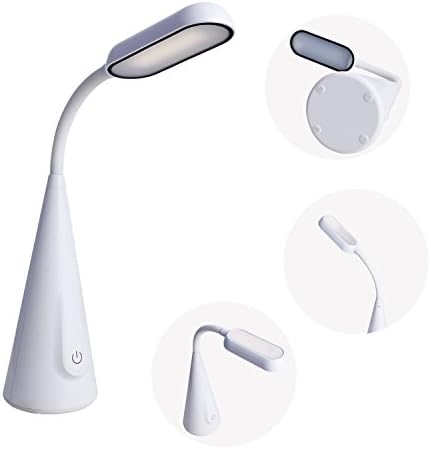LED Desk Lamp, Dimmable Table Lamp, Office Light Eye Protection 5W with Flexible Gooseneck, USB Charging Port, Touch Control, Memory Function, Adjustable Brightness Levels, White