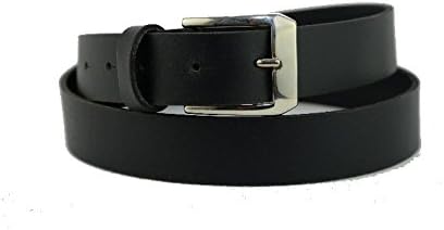 Mans Classic Thin Black Leather Belt 