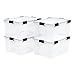 IRIS USA 62.8 Quart Plastic Storage Bin Tote Organizing Container with Durable Lid and Seal and Secure Latching Buckles, 4 Pack