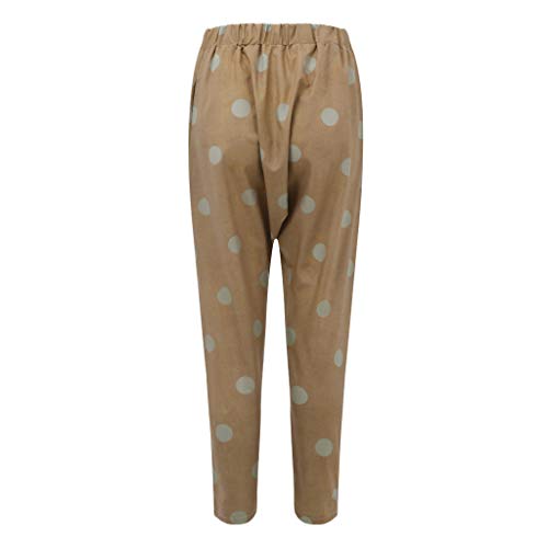 Botrong Plus Size Women Wide Leg Pants Trousers Loose Casual Pants (Khaki,M) - Thumbnail 3