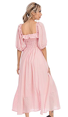 R.Vivimos Women Summer Half Sleeve Cotton Ruffled Vintage Elegant Backless A Line Flowy Long Dresses - Image 4