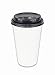 2dayShip 100 Pack WHITE Paper Coffee Hot Cups with BLACK Travel Lids - 16 ounce