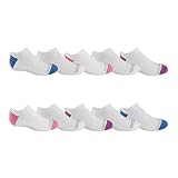 Fruit of the Loom Girls' Little Half Cushion No Show 10 Pack Sock, White Assorted, Medium (Shoe Size: 10.5-4)