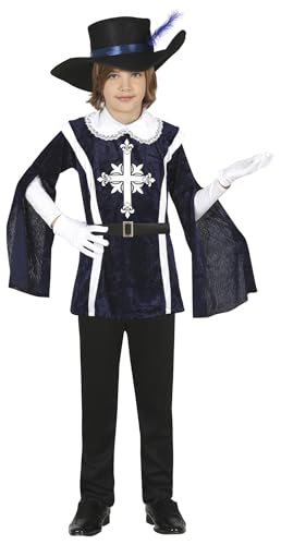 FIESTAS GUIRCA Musketeer Fancy Dress Costume for Boys - Blue and White Knight Attire with Hat for Children 5-6 Years