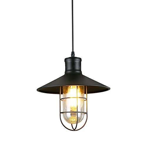 LNC A01910 Cage Indoor Light Hanging Lamp Use E26 Bulb Ceiling Pendant Fixtures, Black