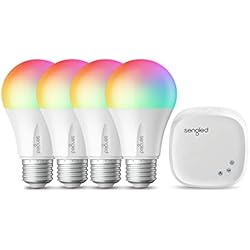 Sengled Smart LED Multicolor A19 Starter Kit, 60W Equivalent Bulbs, 4 Light Bulbs &amp; Hub, RGBW Color and Tunable White 2000-6500K, Works with Alexa &amp; Google Assistant