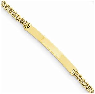14k Yellow Gold 6in Solid Diamond-cut Rope Engraveable Baby/Child ID Bracelet 6"
