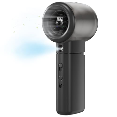 Handheld Fan with Spray Function - 16000 RPM, 5000 mAh Battery, 1-100 Continuously Adjustable, USB Rechargeable, Portable & Lightweight, Cooling Mini Fan with Fine Mist for Summer, Outdoor, Travel