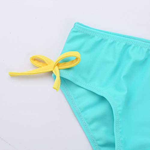 dPois Infant Baby Girls' Long Sleeves One-Piece Floral Rash Guard Ruffles Swimsuit Swimwear with Back Zipper Cyan (Tankini) 6-12 Months