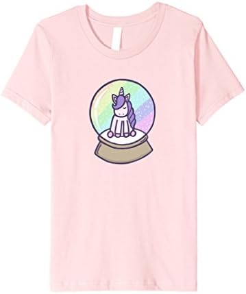 Kids Cute Girls Shirts - Girls Unicorn Snow Globe T Shirt 6 Pink