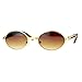 SA106 Retro Art Nouveau Vintage Style Small Oval Metal Frame Sunglasses Yellow Gold Gradient Brown